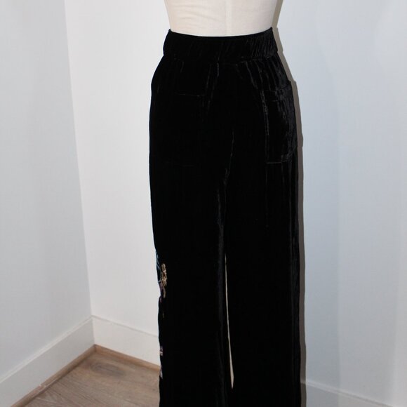 NWT Johnny Was Biya JWLA Pleat Pants Steffania Embroidered Velvet Pants Wide Leg - Picture 10 of 10